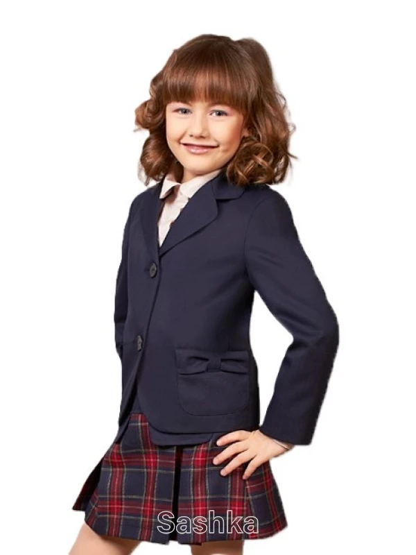 Жакет для дівчинки Sashka  шкільний синій (напіввовна), розмір 116-170